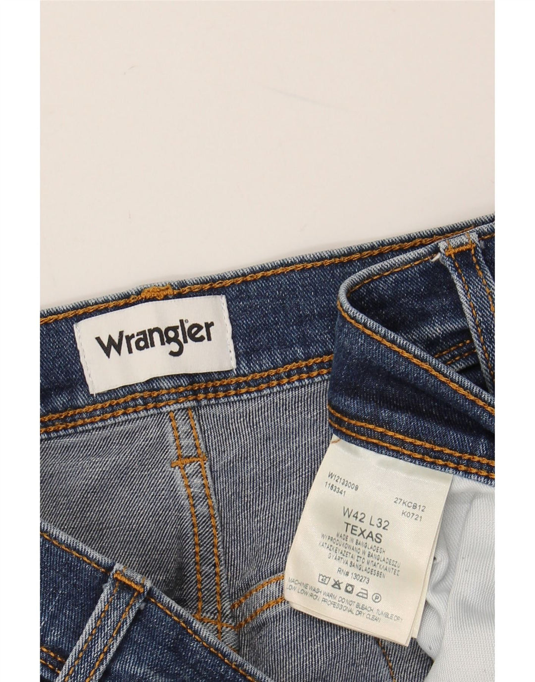 WRANGLER Herren Texas Straight Jeans W42 L29 Blaue Baumwolle