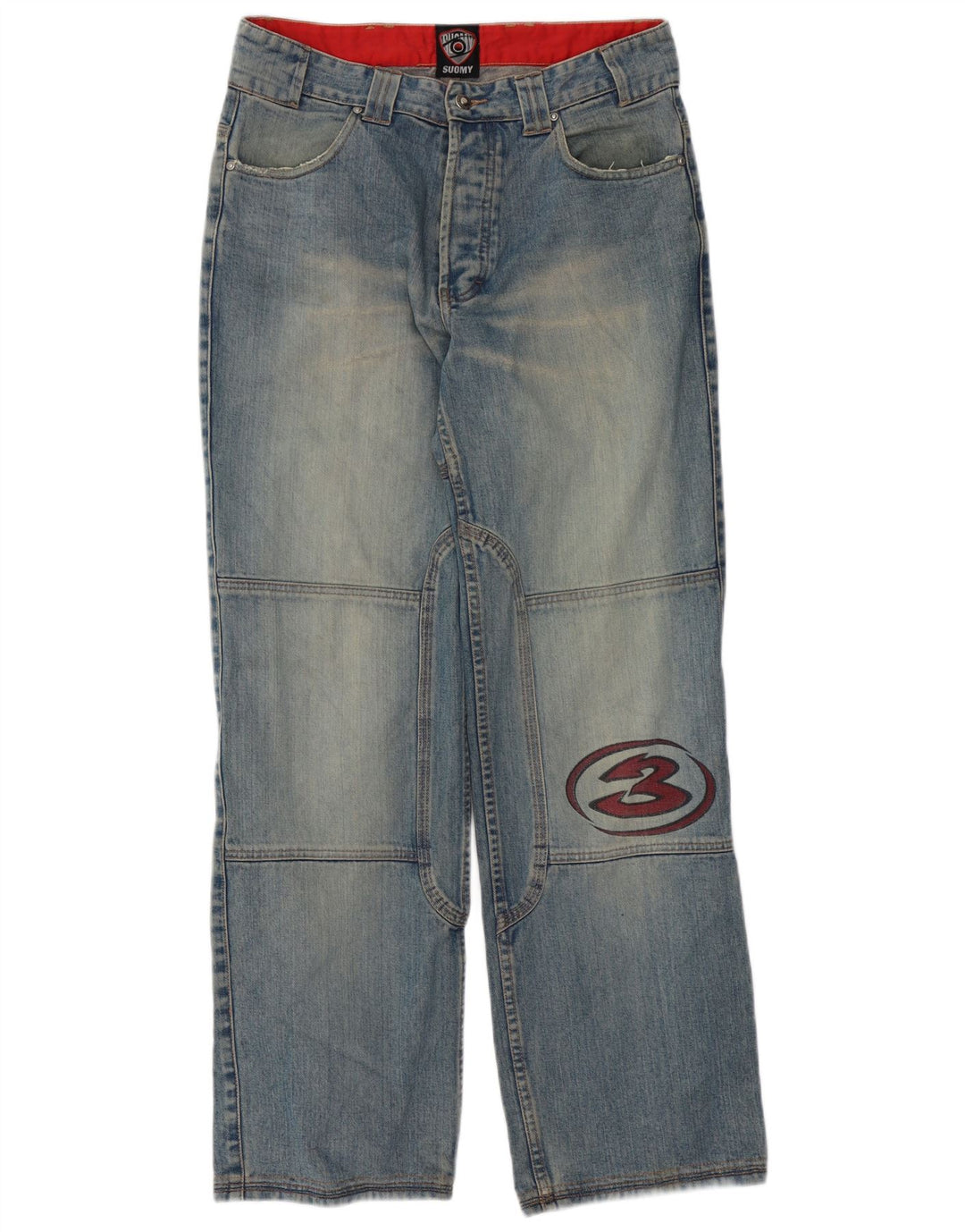Suomy Herren Motorstyle Graphic Straight Jeans Medium W32 L32 Blaue Baumwolle