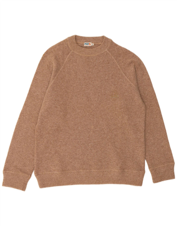 Vintage Herren-Pullover mit Rundhalsausschnitt, mittelbeige Wolle