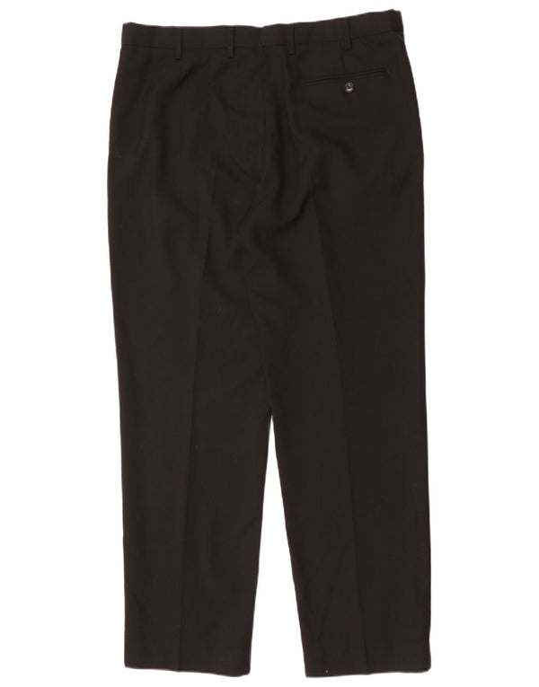 Marks & Spencer Mens Pegged Regular Fit Anzughose W36 L31 Schwarze Wolle