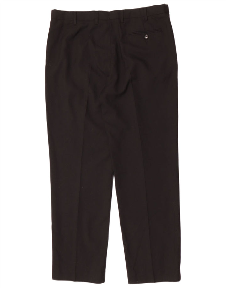 Marks & Spencer Mens Pegged Regular Fit Anzughose W36 L31 Schwarze Wolle