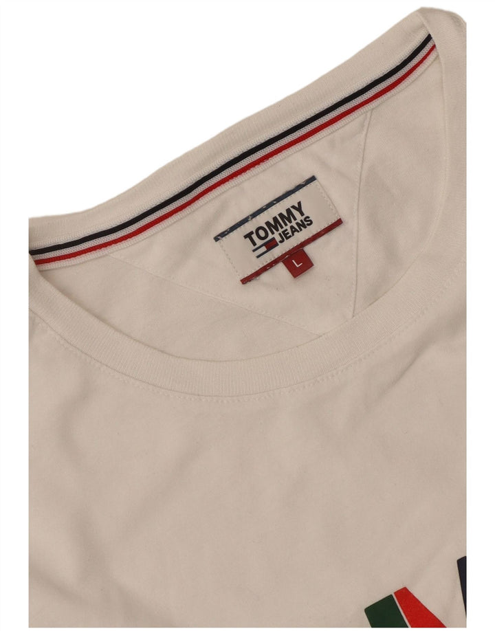 Tommy Hilfiger Herren-T-Shirt mit Grafik, Größe L, Weiß