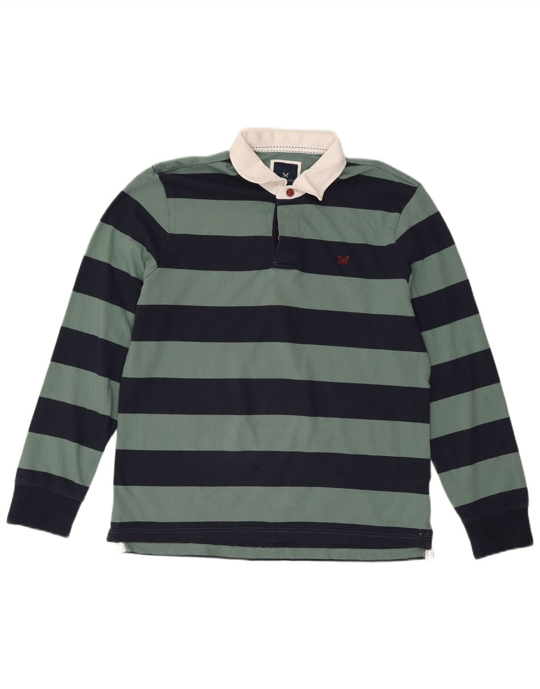 CREW CLOTHING Herren-Langarm-Rugby-Poloshirt, groß, Marineblau gestreift