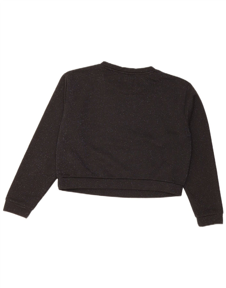 GUESS Damen-Sweatshirt, übergroß, kurz geschnitten, Gr. 10, Größe S, Schwarz gefleckt