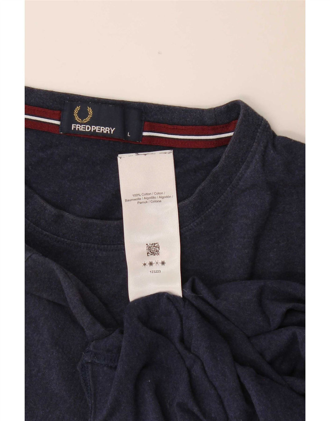 Fred Perry Herren T-Shirt Top Large Marineblau Baumwolle