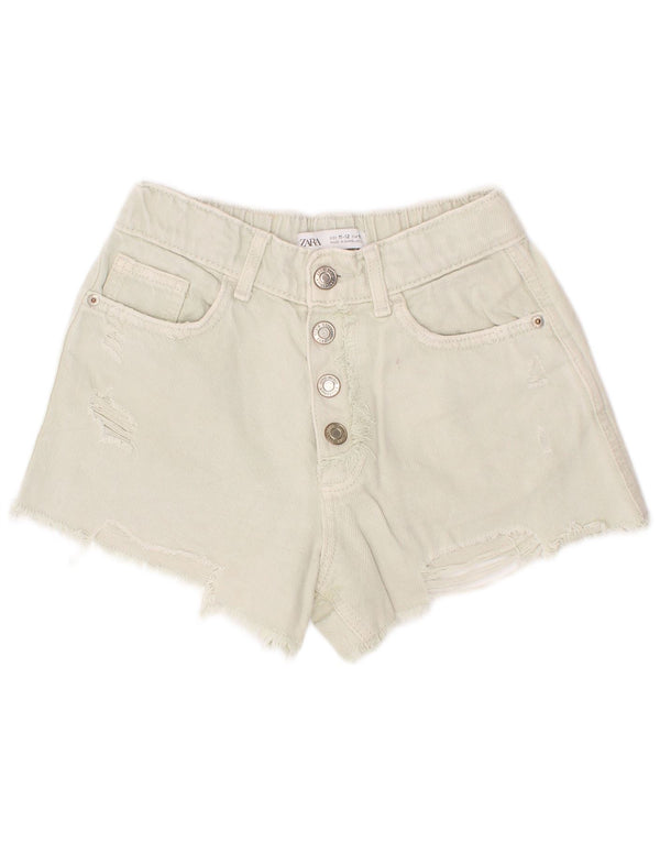Zara Mädchen-Jeansshorts, 11–12 Jahre, grüne Baumwolle
