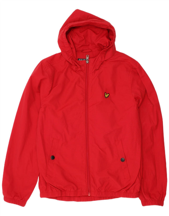 Lyle & Scott Jungen-Regenjacke mit Kapuze, 10–11 Jahre, rotes Polyester