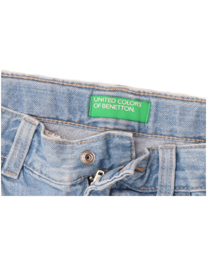 BENETTON Jungen-Jeansshorts, 10–11 Jahre, W26, XL, blaue Farbblock-Baumwolle