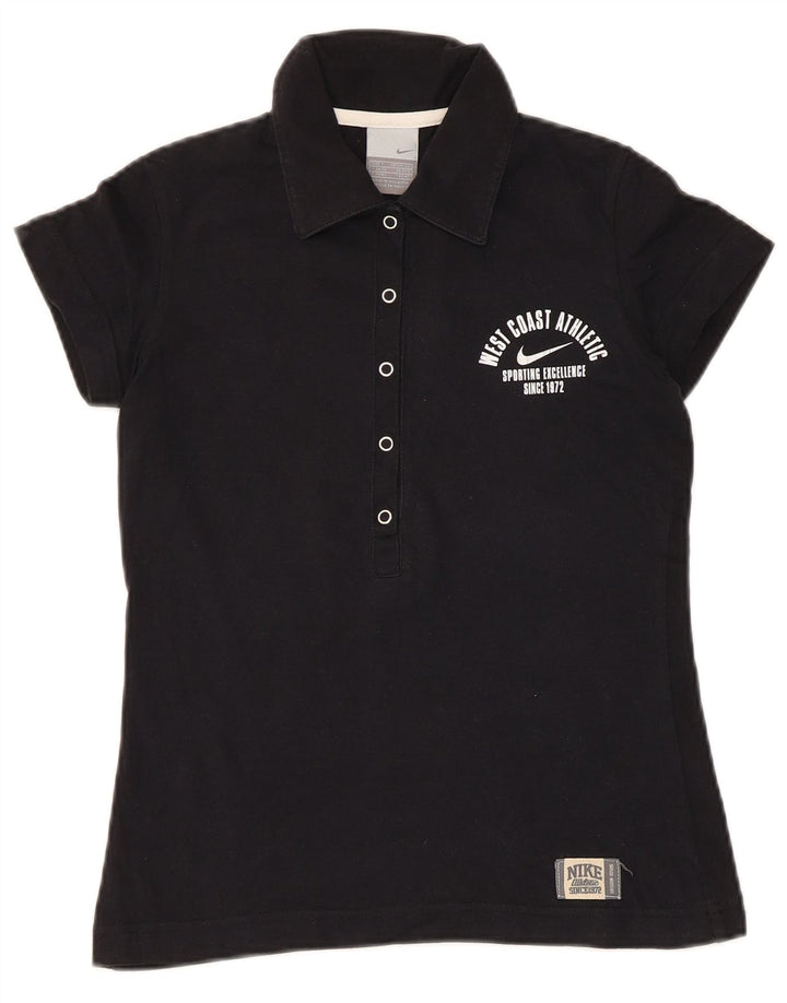 NIKE Damen-Poloshirt mit Grafik, UK 8/10, Größe S, Schwarz