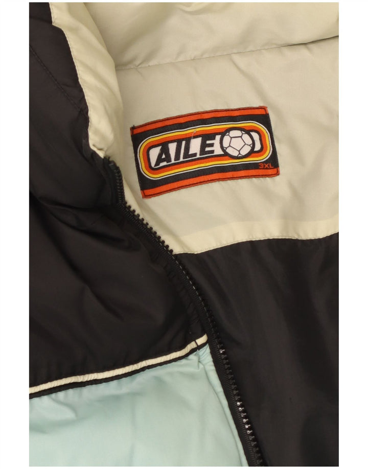 Vintage Herren Wattierte Jacke UK 46 3XL Schwarz Colourblock