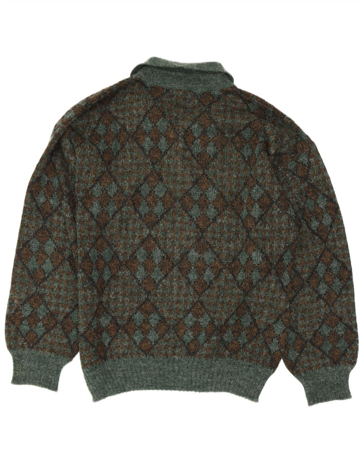 Suspense Herren-Pullover mit Rollkragen, IT 50, mittelgrün, Argyle/Diamant