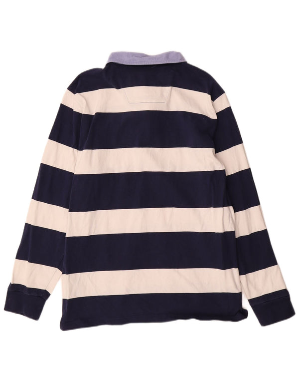 Crew Clothing Herren-Langarm-Rugby-Poloshirt, 2XL, Marineblau gestreift