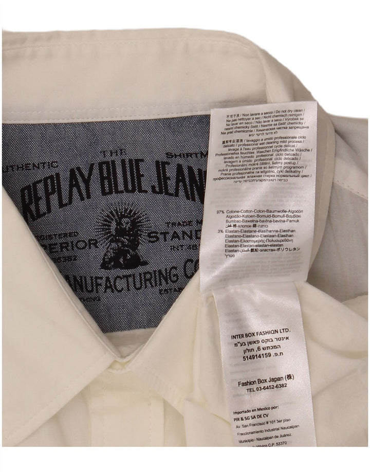 REPLAY Herrenhemd aus mittelweißer Baumwolle