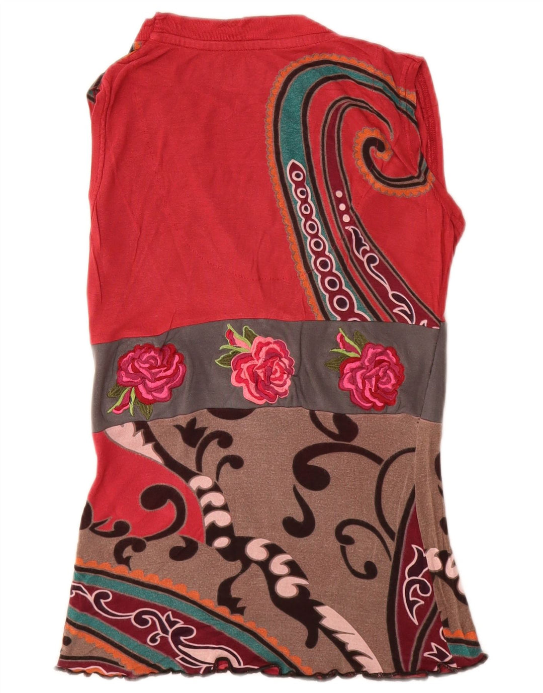 DESIGUAL Damen ärmelloses Blusenoberteil UK 8 Small Mehrfarbig mit Blumenmuster