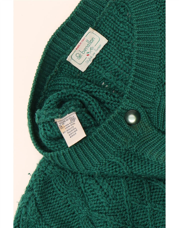 Benetton Damen-Cardigan-Pullover UK 16 Große grüne Wolle
