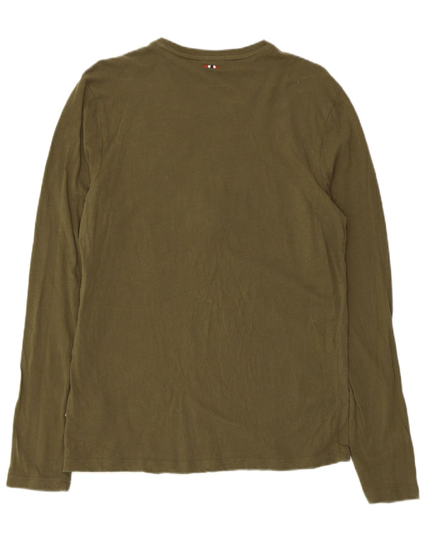 Napapijri Herren Geographic Graphic Top Langarm Medium Khaki Baumwolle