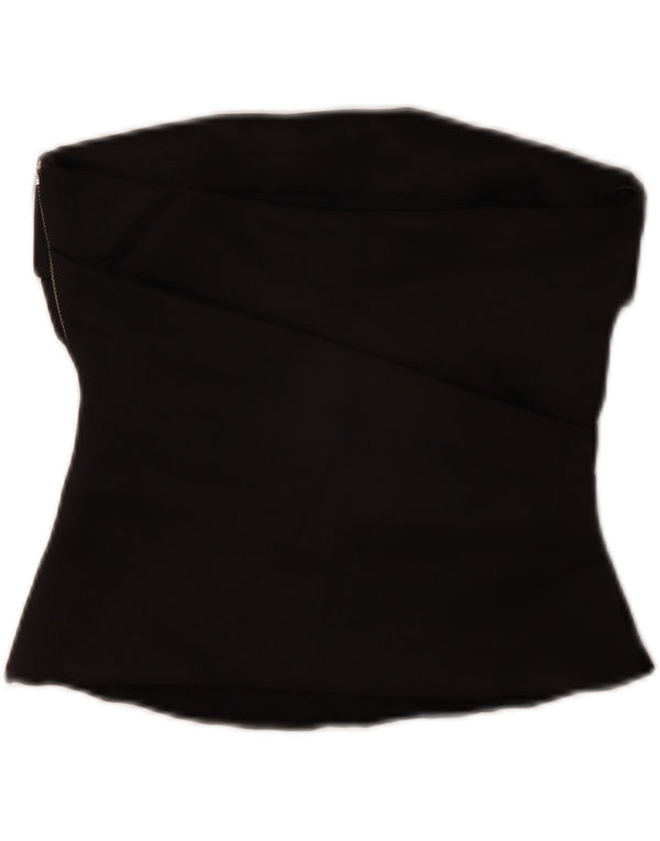 Zara Damen Crop Trägerloses Top UK 10 Small Schwarz Polyester