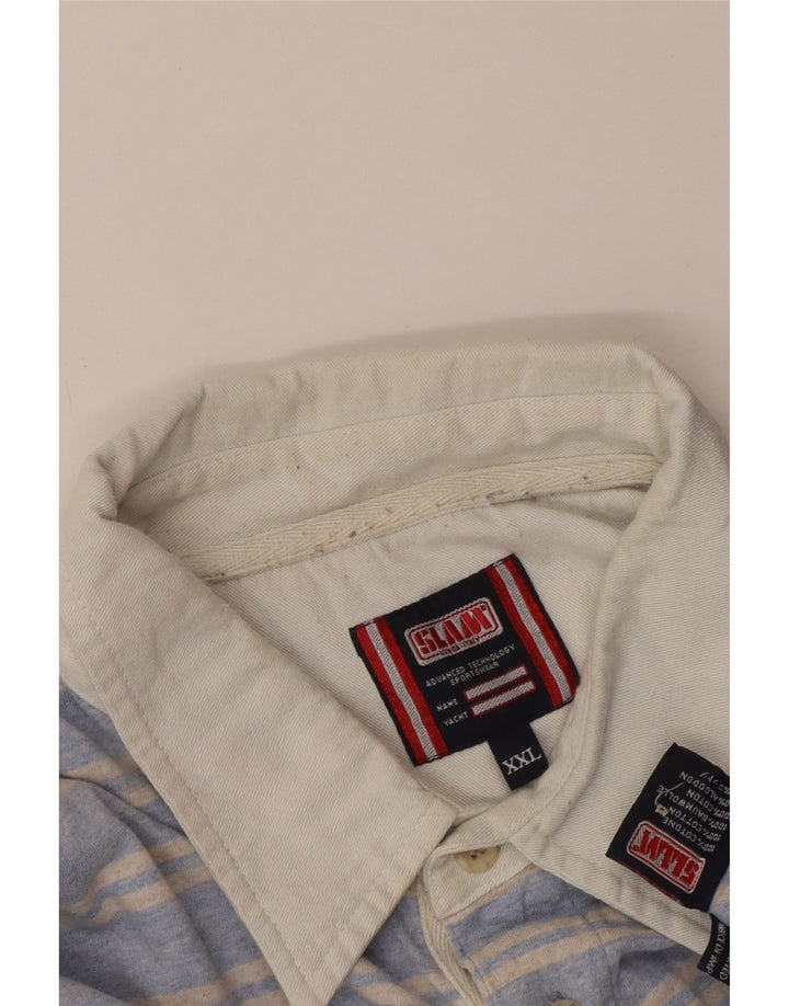 Slam Herren-Langarm-Poloshirt 2XL, blau gestreift, Baumwolle