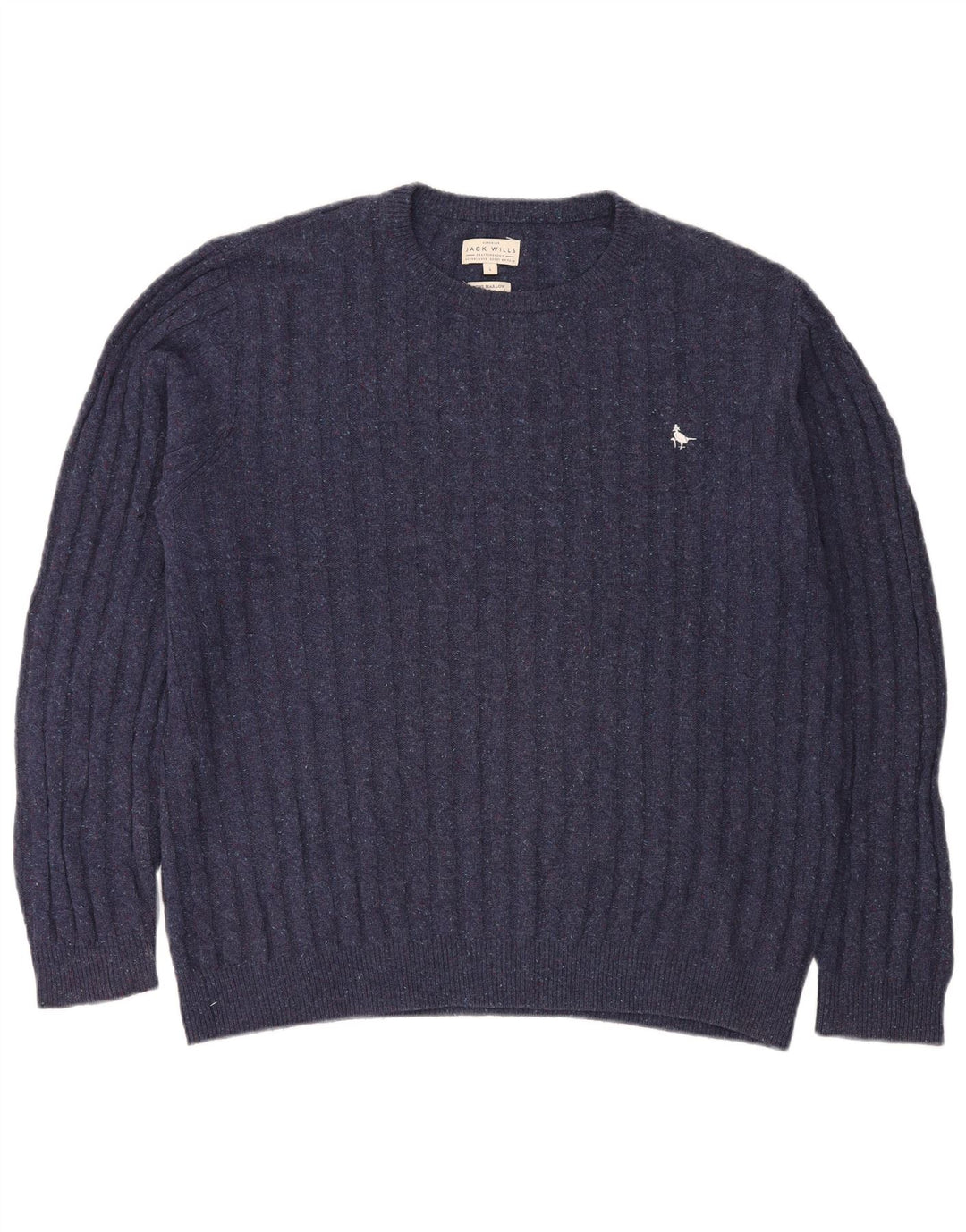 JACK WILLS Herren Rundhals Pullover Sweater Large Navy Blau Gefleckt