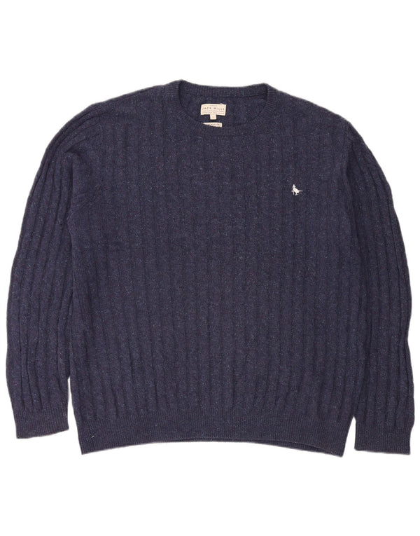 JACK WILLS Mens Crew Neck Jumper Sweater Large Navy Blue Flecked
