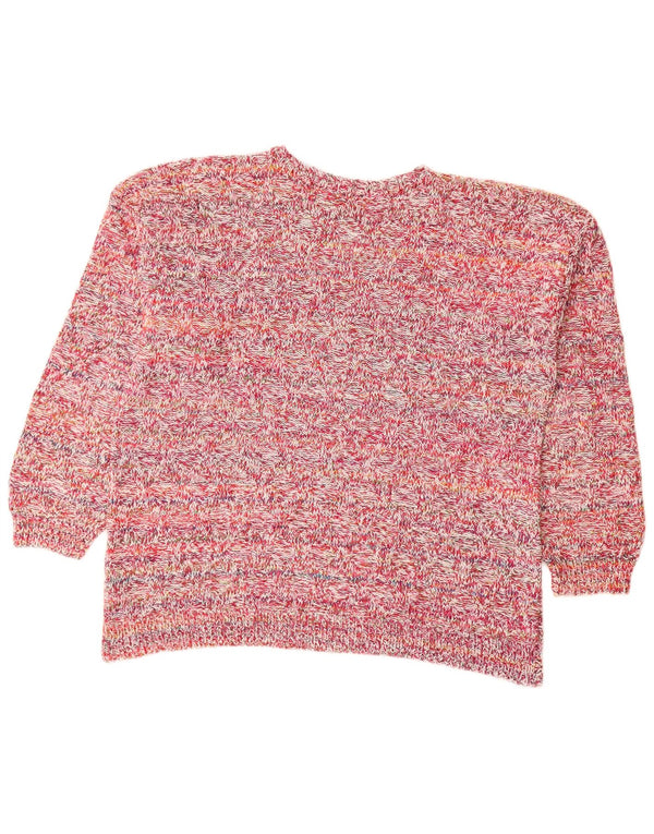 VINTAGE Damen Pullover mit U-Boot-Ausschnitt UK 18 XL Rosa meliert