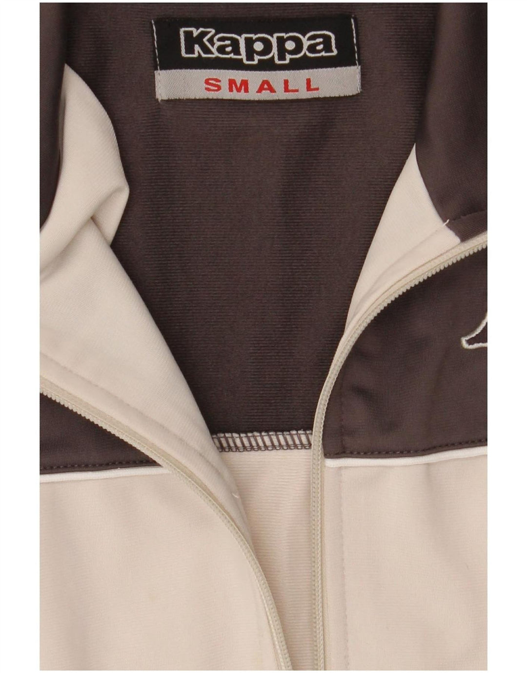 Kappa Herren-Trainingsanzug, Oberteil, Jacke, Größe S, gebrochenes Weiß, Farbblock-Polyester