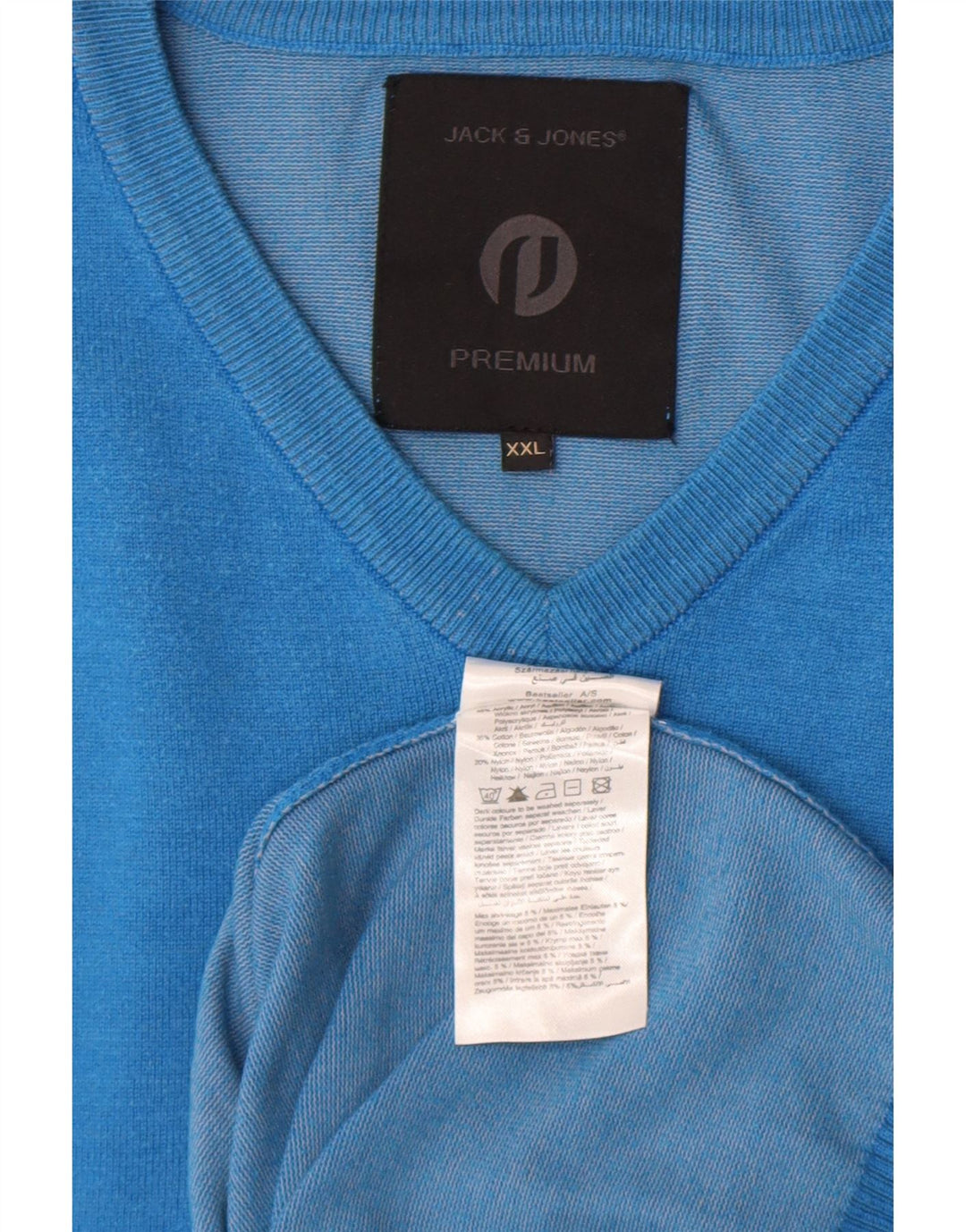 Jack & Jones Herren-Pullover mit V-Ausschnitt, 2XL, blaues Acryl