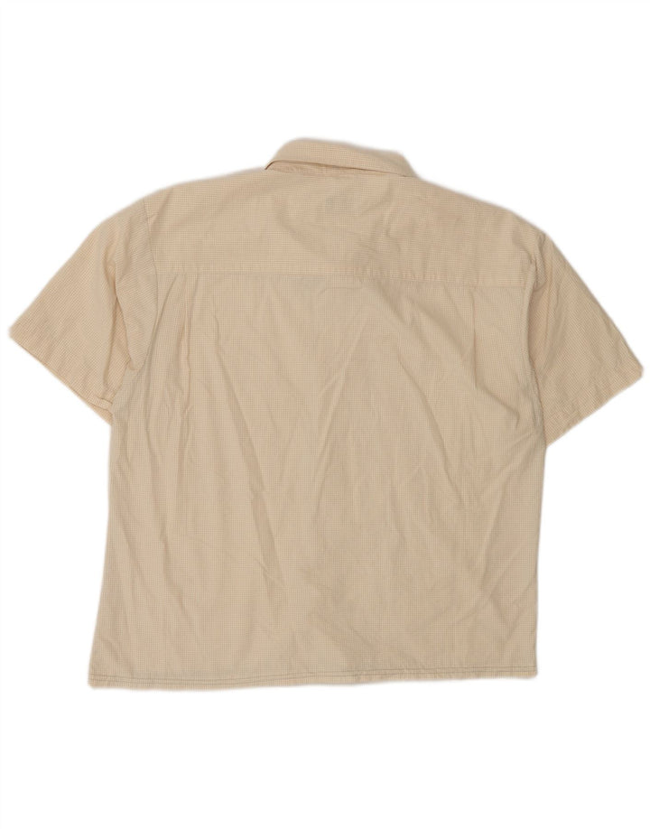 Izod Herren Kurzarmhemd 2XL Beige Gingham Baumwolle