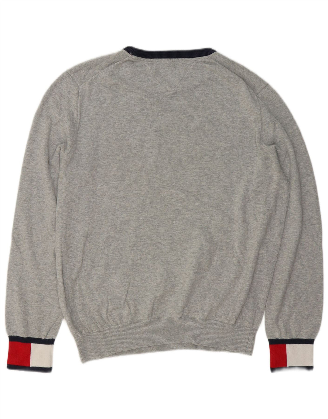 TOMMY HILFIGER Herren-Pullover mit Rundhalsausschnitt, Mittelgrau, Farbblock