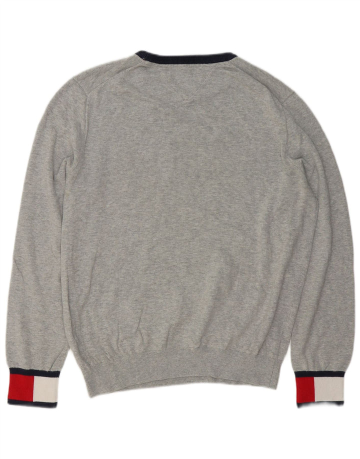 TOMMY HILFIGER Herren-Pullover mit Rundhalsausschnitt, Mittelgrau, Farbblock