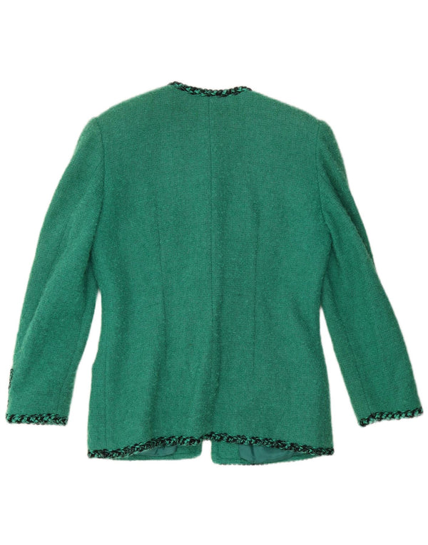Luisa Spagnoli Damen 5-Knopf-Blazerjacke IT 46 Große grüne Wolle