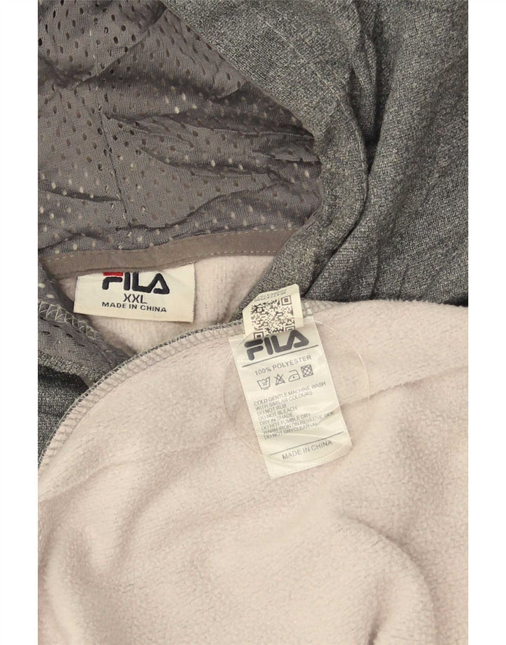 Fila Herren-Kapuzenpullover mit Grafik, 2XL, graues Farbblock-Polyester