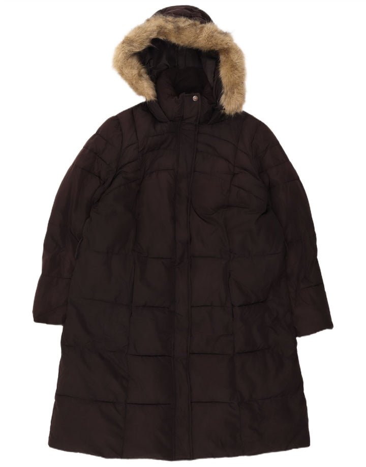 Marks & Spencer Wattierter Damenmantel mit Kapuze, UK 18, XL, Schwarz, Polyester