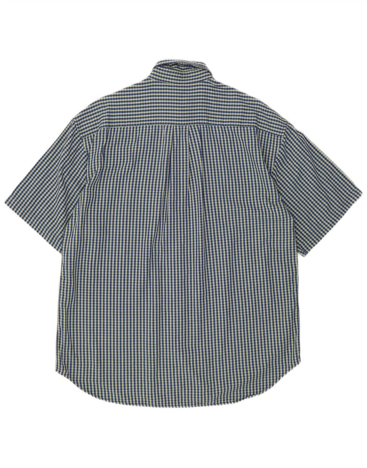 Dockers Herren-Kurzarmhemd aus mittelblauer Gingham-Baumwolle