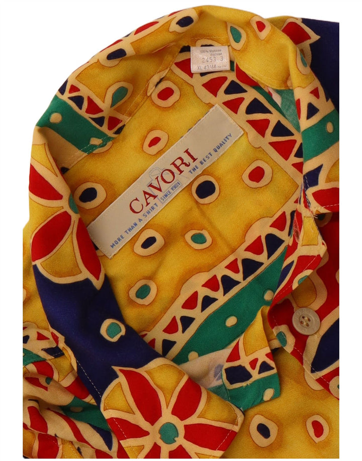 Cavori Herren-Kurzarmhemd, Größe 43/44, XL, mehrfarbig, Patchwork