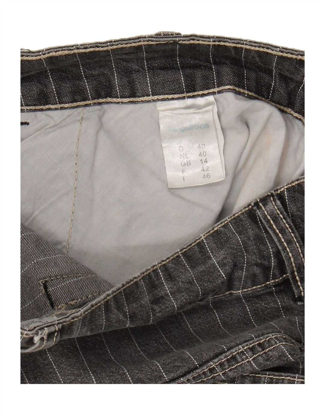KANGAROOS Womens Denim Shorts UK 14 Medium W30 Grey Striped Cotton Vintage Kangaroos and Second-Hand Kangaroos from Messina Hembry 