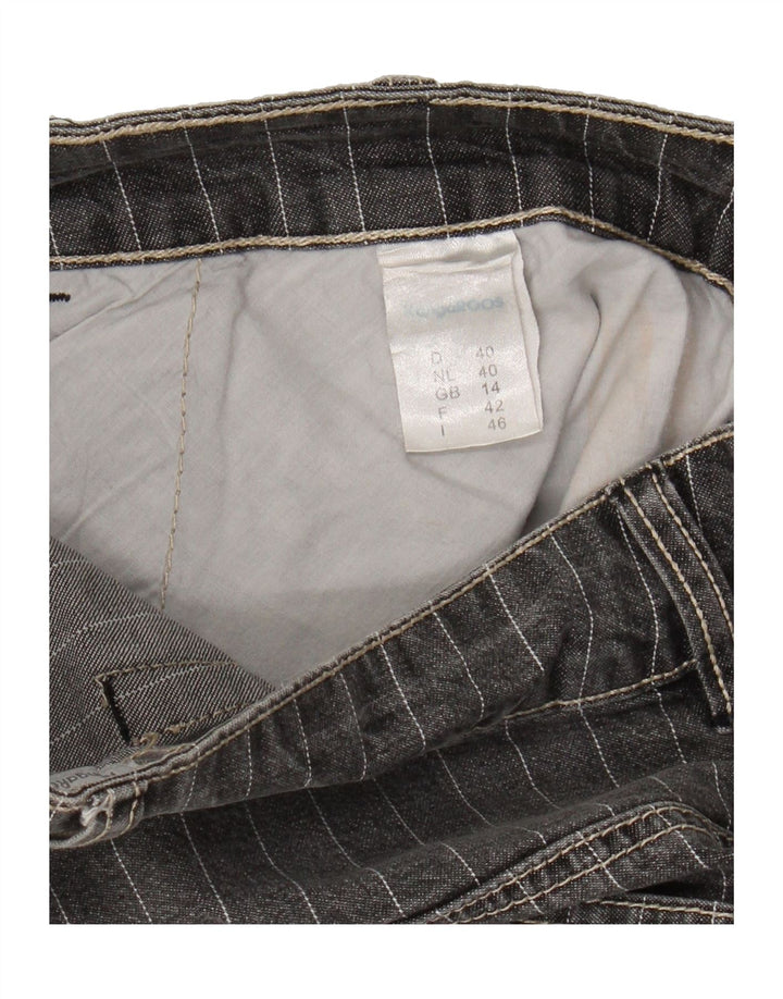 KANGAROOS Womens Denim Shorts UK 14 Medium W30 Grey Striped Cotton Vintage Kangaroos and Second-Hand Kangaroos from Messina Hembry 