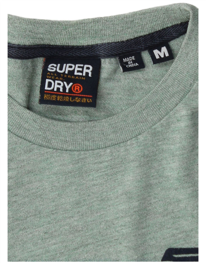 SUPERDRY Herren Yokohama Graphic T-Shirt-Oberteil aus mittelgrün gesprenkelter Baumwolle