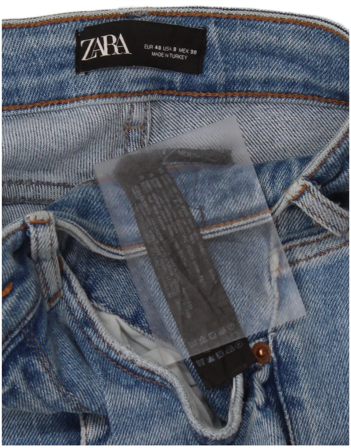 ZARA Damen Crop Distressed Skinny Jeans EU 40 Medium W30 L26 Blaue Baumwolle