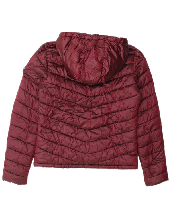 Superdry Damen-Kapuzenjacke, wattiert, UK 14, Mittel-Burgund-Nylon