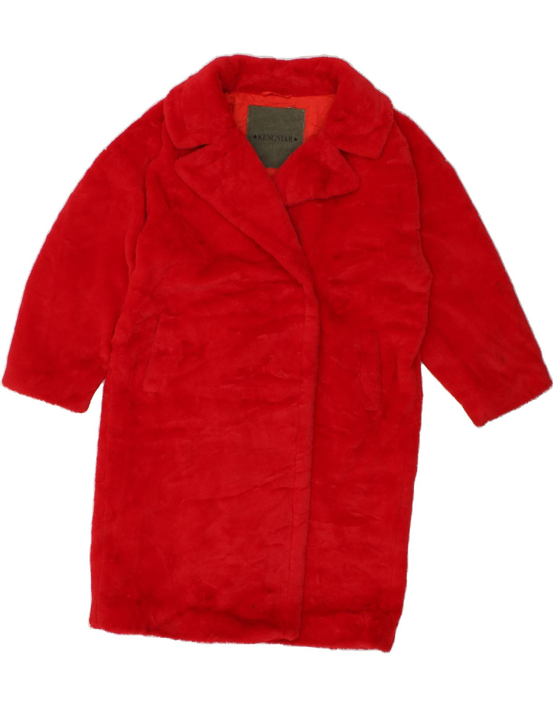 KENGSTAR Womens Oversized Faux Fur Overcoat UK 10 Small Red Polyester Vintage Kengstar and Second-Hand Kengstar from Messina Hembry 