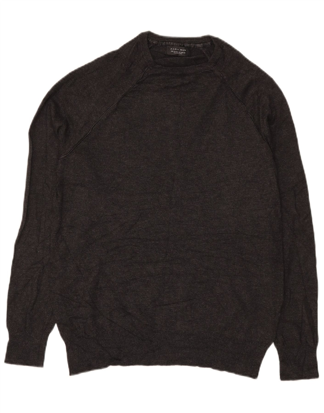 Zara Herren-Pullover mit Rundhalsausschnitt, mittelgrau