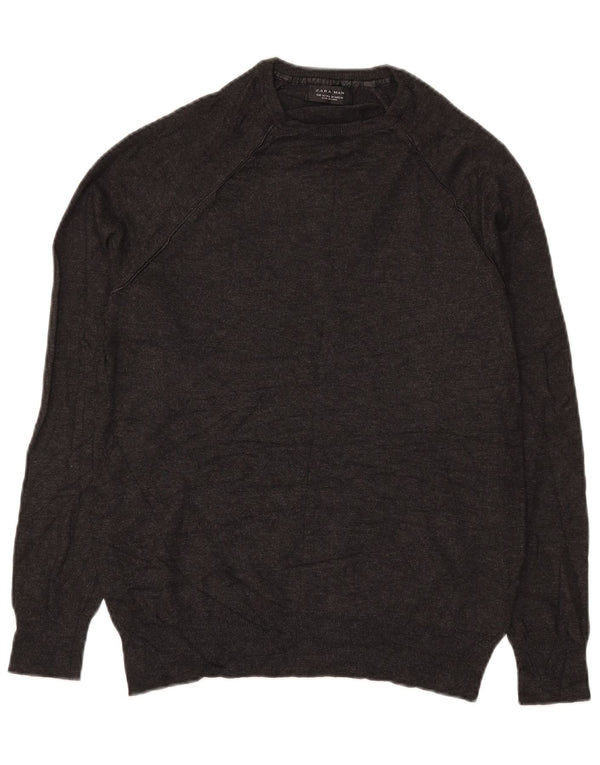 Zara Herren-Pullover mit Rundhalsausschnitt, mittelgrau