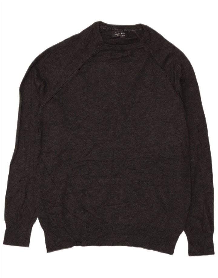 Zara Herren-Pullover mit Rundhalsausschnitt, mittelgrau