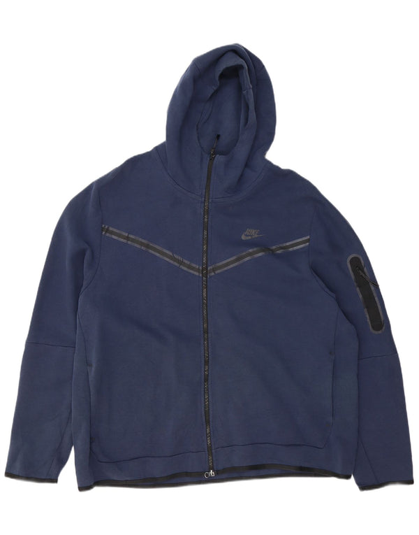 Nike Herren-Kapuzenpullover mit Reißverschluss, 2XL, marineblau, gestreift, Baumwolle
