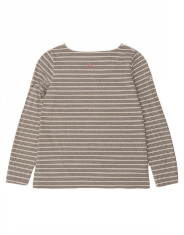 Joules Damen Top Langarm UK 12 Mittelgrau gestreift Baumwolle