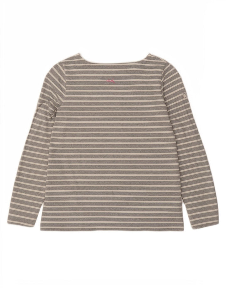 Joules Damen Top Langarm UK 12 Mittelgrau gestreift Baumwolle