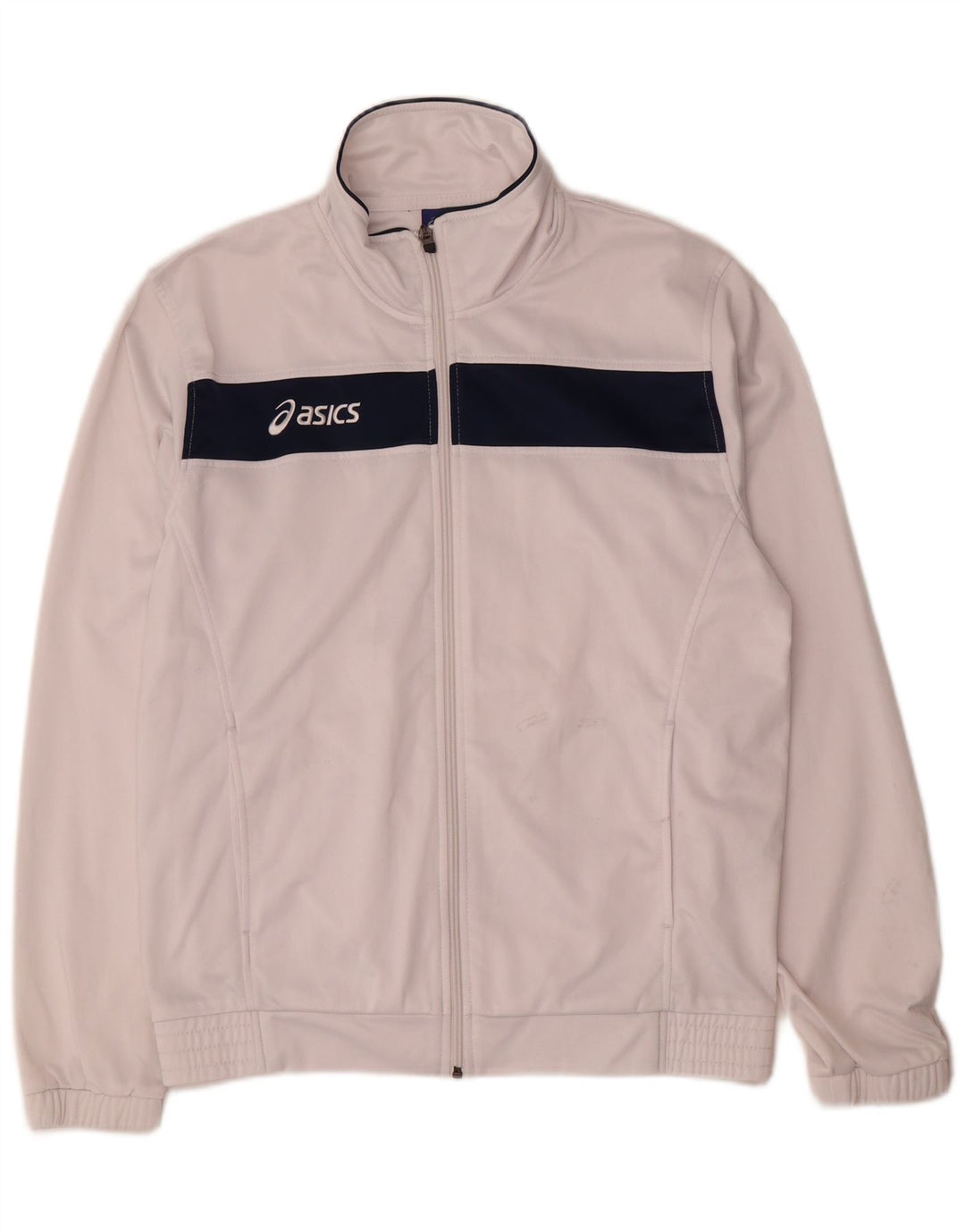 Asics Herren-Trainingsanzug-Top-Jacke, mittelweißes Farbblock-Polyester