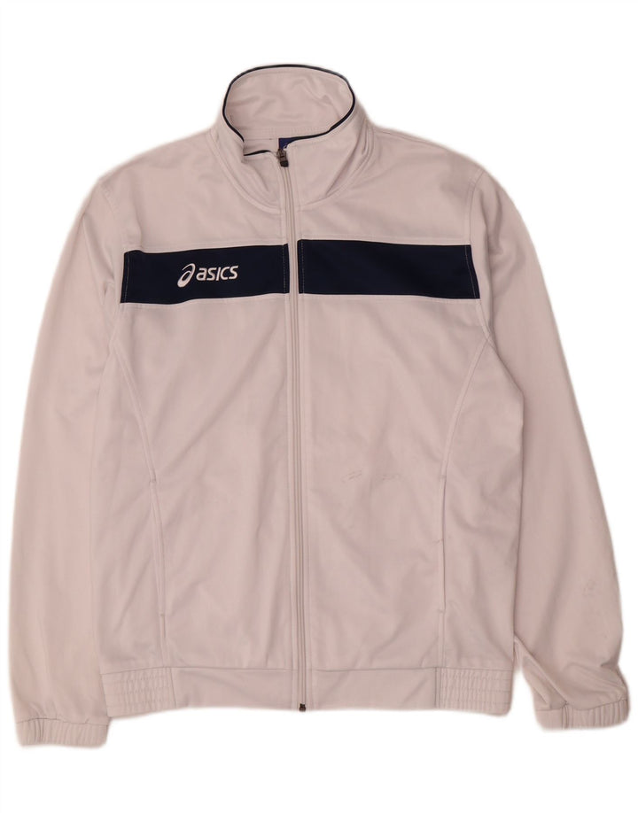 Asics Herren-Trainingsanzug-Top-Jacke, mittelweißes Farbblock-Polyester
