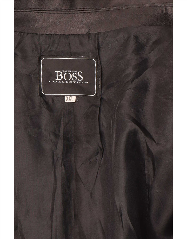 Hugo Boss Herren 4-Knopf-Lederblazer UK 44 2XL Schwarz